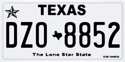 TX license plate DZO8852