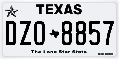 TX license plate DZO8857