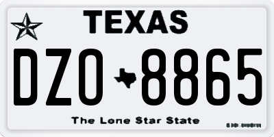 TX license plate DZO8865