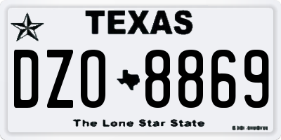 TX license plate DZO8869
