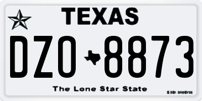 TX license plate DZO8873
