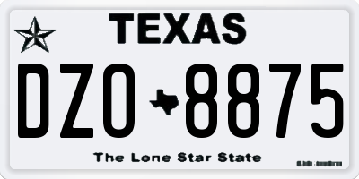TX license plate DZO8875