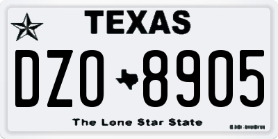 TX license plate DZO8905