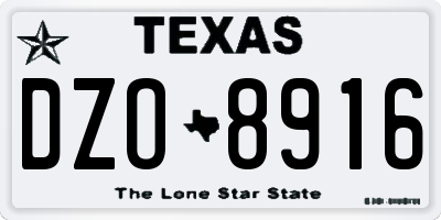 TX license plate DZO8916