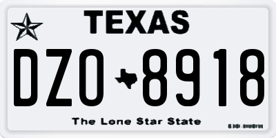 TX license plate DZO8918