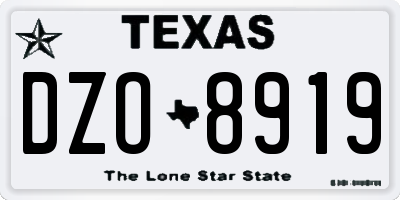 TX license plate DZO8919