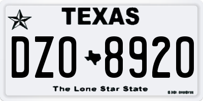TX license plate DZO8920