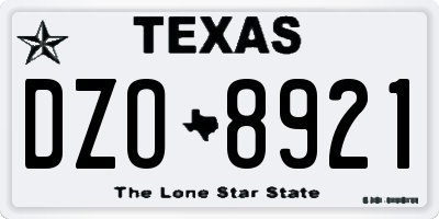 TX license plate DZO8921