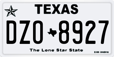 TX license plate DZO8927