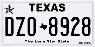 TX license plate DZO8928