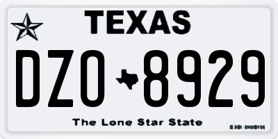 TX license plate DZO8929