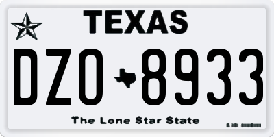TX license plate DZO8933