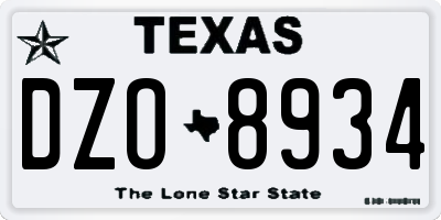 TX license plate DZO8934