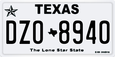 TX license plate DZO8940