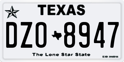 TX license plate DZO8947