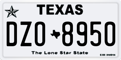 TX license plate DZO8950
