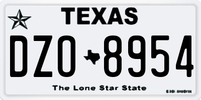 TX license plate DZO8954