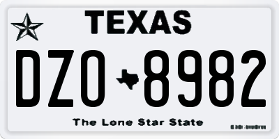 TX license plate DZO8982