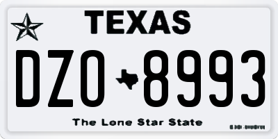 TX license plate DZO8993