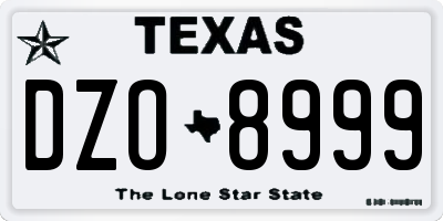 TX license plate DZO8999