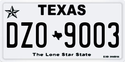TX license plate DZO9003