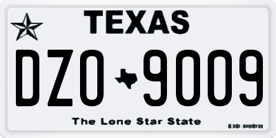 TX license plate DZO9009