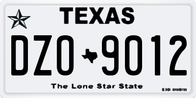 TX license plate DZO9012