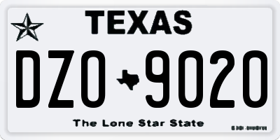 TX license plate DZO9020
