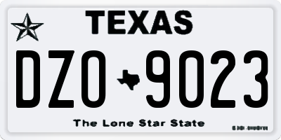 TX license plate DZO9023