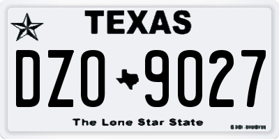 TX license plate DZO9027
