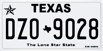 TX license plate DZO9028