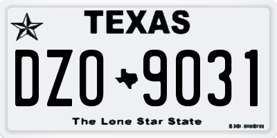 TX license plate DZO9031