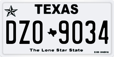 TX license plate DZO9034