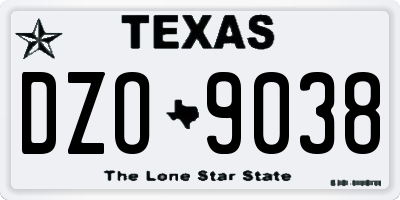 TX license plate DZO9038