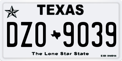 TX license plate DZO9039