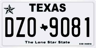 TX license plate DZO9081