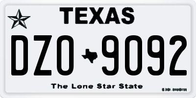 TX license plate DZO9092