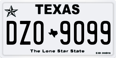 TX license plate DZO9099