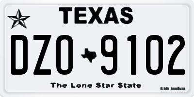 TX license plate DZO9102