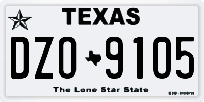 TX license plate DZO9105