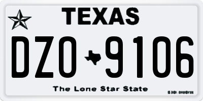 TX license plate DZO9106