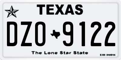 TX license plate DZO9122
