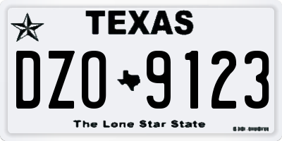 TX license plate DZO9123