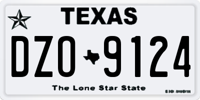 TX license plate DZO9124