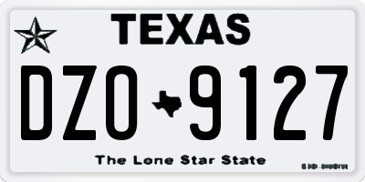 TX license plate DZO9127