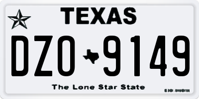 TX license plate DZO9149