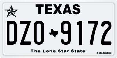 TX license plate DZO9172