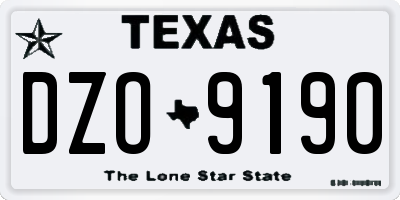 TX license plate DZO9190