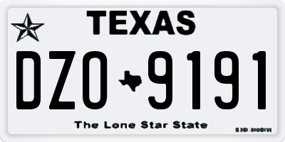 TX license plate DZO9191