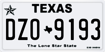 TX license plate DZO9193